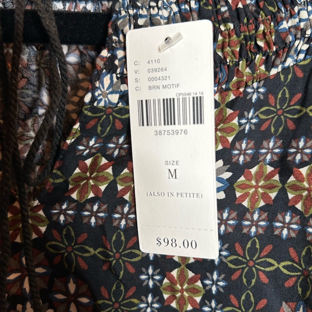 NWT Anthropologie 11-1-Tylho Black and Brown Patterned Top - Picture 3 of 5